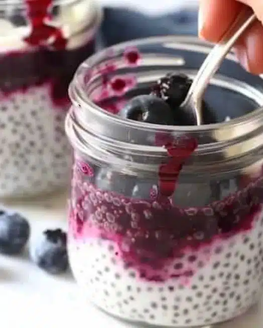 Blueberry Coconut Chia Seed Pudding 2 Blueberry Coconut Chia Seed Pudding topped with fresh blueberries and coconut flakes