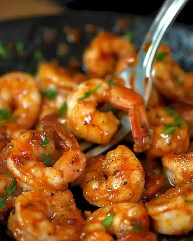 Spicy Cajun shrimp dish garnished with fresh herbs and served on a plate