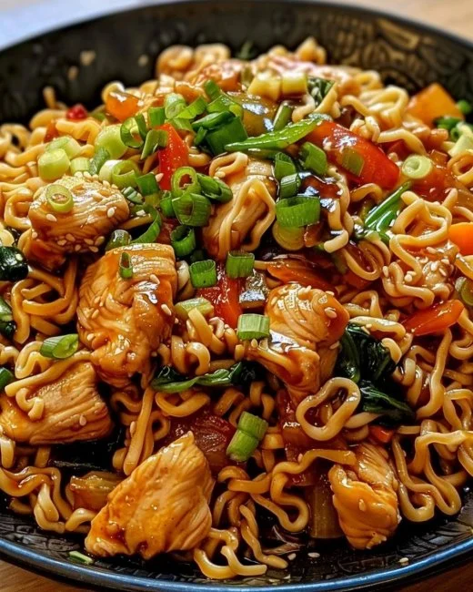 Delicious Chicken Ramen Stir Fry with vegetables and savory sauce