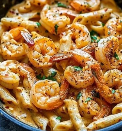 Creamy Cajun Shrimp Pasta 2 Creamy Cajun Shrimp Pasta served in a bowl with herbs and spices