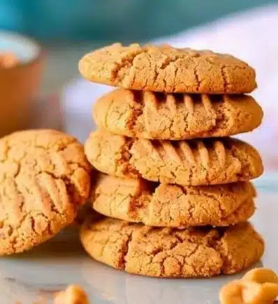 Gluten Free and Dairy Free Peanut Butter Cookies 2 Gluten-free and dairy-free peanut butter cookies on a wooden table