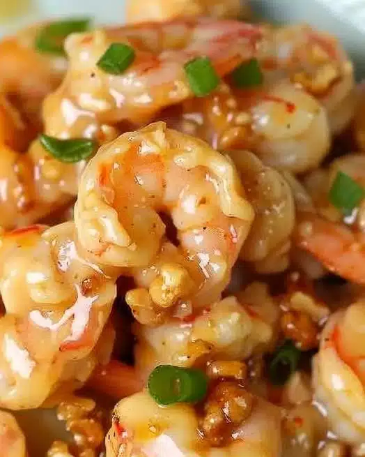 Delicious honey walnut shrimp with crispy shrimp and glazed walnuts