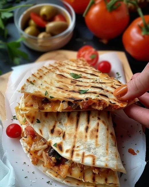 Delicious Italian quesadillas filled with fresh ingredients and melted cheese