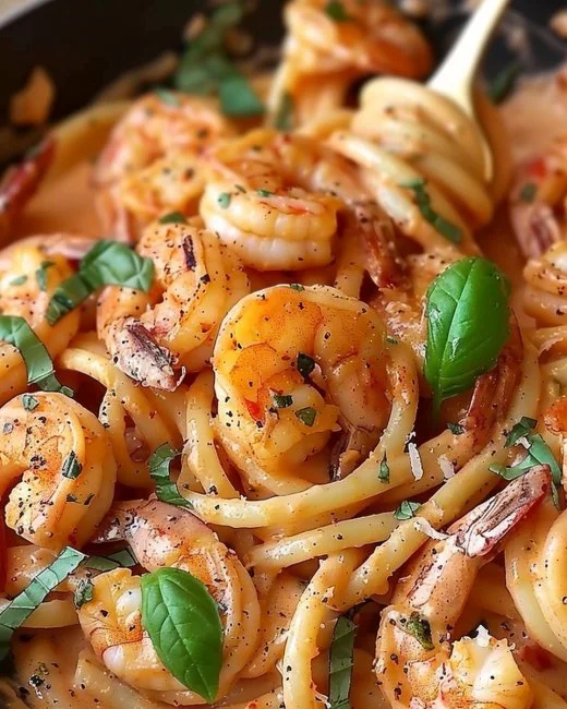 Delicious shrimp pasta dish for a romantic dinner, perfect for easy cooking.