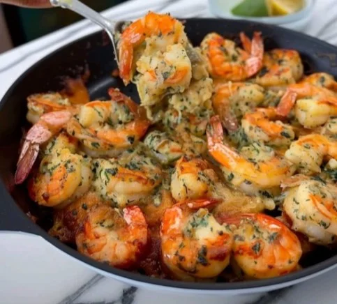 Delicious stuffed shrimp filled with savory ingredients ready to serve.