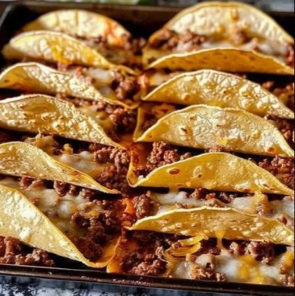 Crispy Ground Beef Tacos 2 Plate of crispy ground beef tacos with fresh toppings and salsa