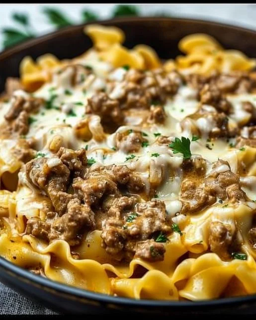 Ground Beef Stroganoff 2 Delicious bowl of Ground Beef Stroganoff with creamy sauce and mushrooms