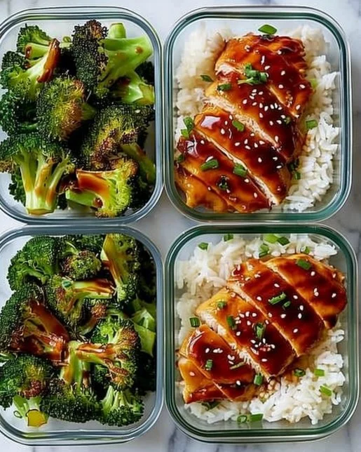 Delicious meal prep teriyaki chicken bowls with rice and vegetables