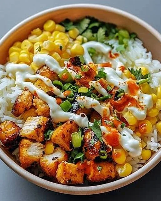 Street Corn Chicken Rice Bowl 2 Delicious Street Corn Chicken Rice Bowl with grilled chicken and street corn toppings