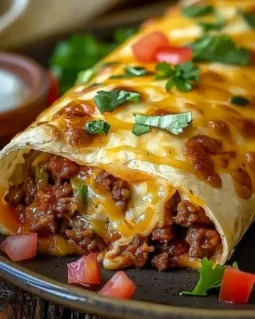 Delicious cheesy beef chimichangas loaded with flavor.