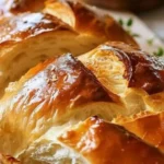 Freshly baked quick and easy homemade bread on a wooden cutting board