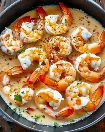 Delicious Seafood Newburg with shrimp, scallops, and creamy sauce served in a bowl.